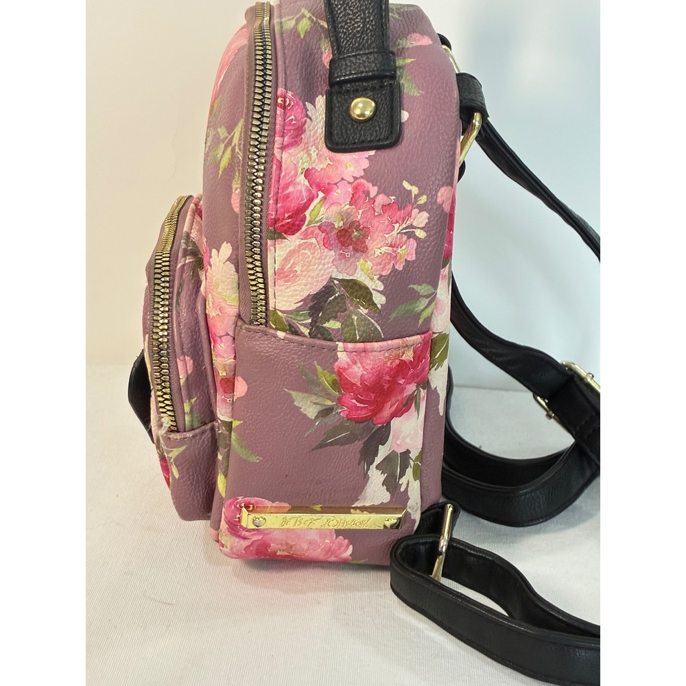 Betsey Johnson Mini Backpack Purple Floral Puppy Dog Bag Kitsch Kawaii Coquette - Picture 8 of 13